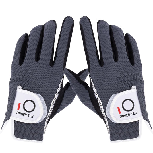 Amy Sport Mens Golf Gloves Pair Both Hands Left and Right Rain Grip Weathersof No Sweat All Weather Grips Soft Comfortable Breathable (Dark Gray, Large)