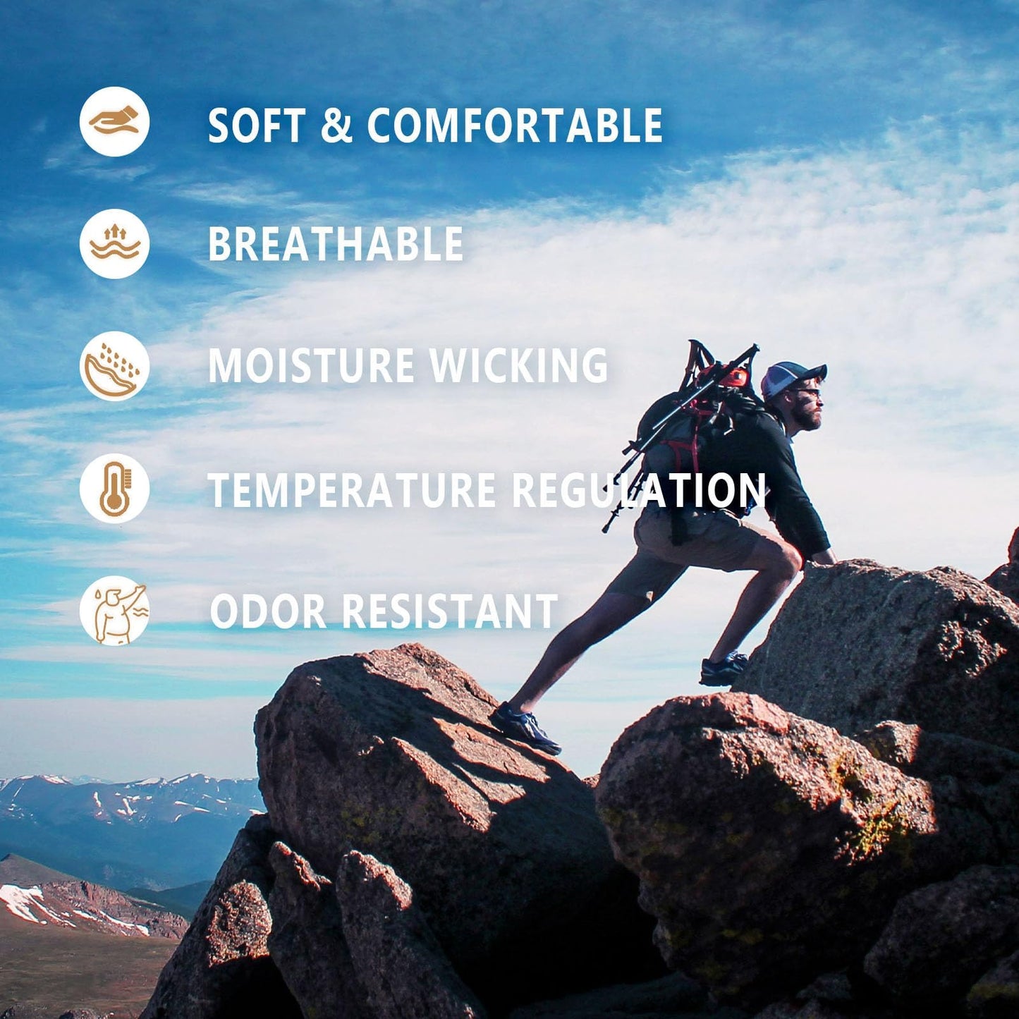 Merino Protect 100% Merino Wool Base Layer Mens Soft Long Sleeve Shirts Odor Resistance Thermal Underwear for Hunting Hiking