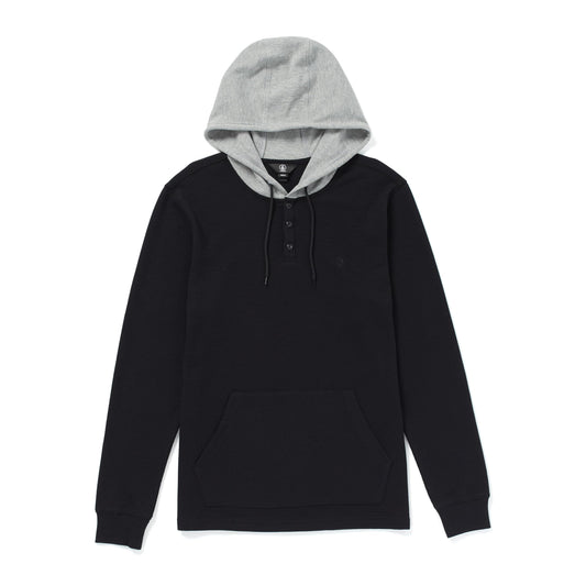 Volcom Men's Murphy Long Sleeve Hooded Thermal Shirt, New Black