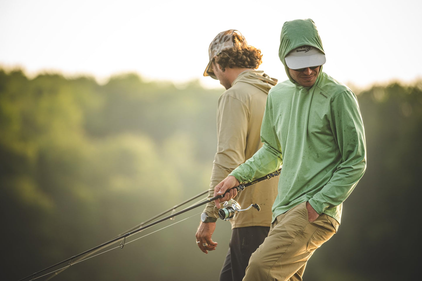 Simms SolarFlex UPF 50+ Shirt - Premium Sun Protection Hoodie for Men, Lightweight, Quick-Dry, Breathable Outdoor Apparel for Men (Sun Glow, Large)