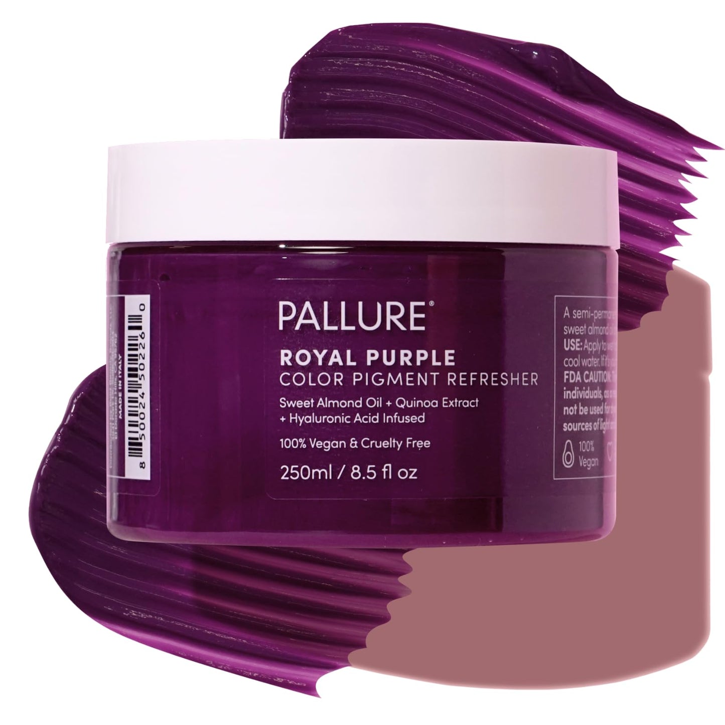 Pallure Color Pigment Refresher Mask, Semi Permanent Hair Color Depositing Conditioner, 8.5 Oz Royal Purple