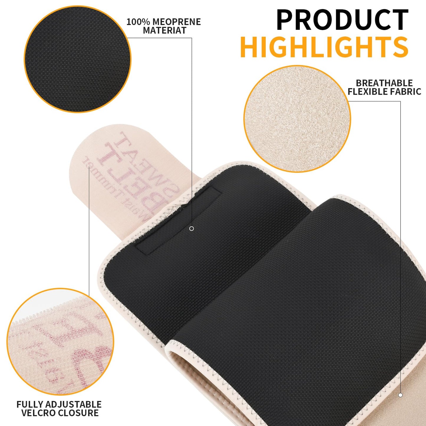 kissleaf Waist Trainer for Women Lower Belly Fat Sweat Band for Stomach Weight Loss get into shape Waist Trainer for Women Working Out Sweat Belts for Weight Loss (Unisex) -Champagne-M