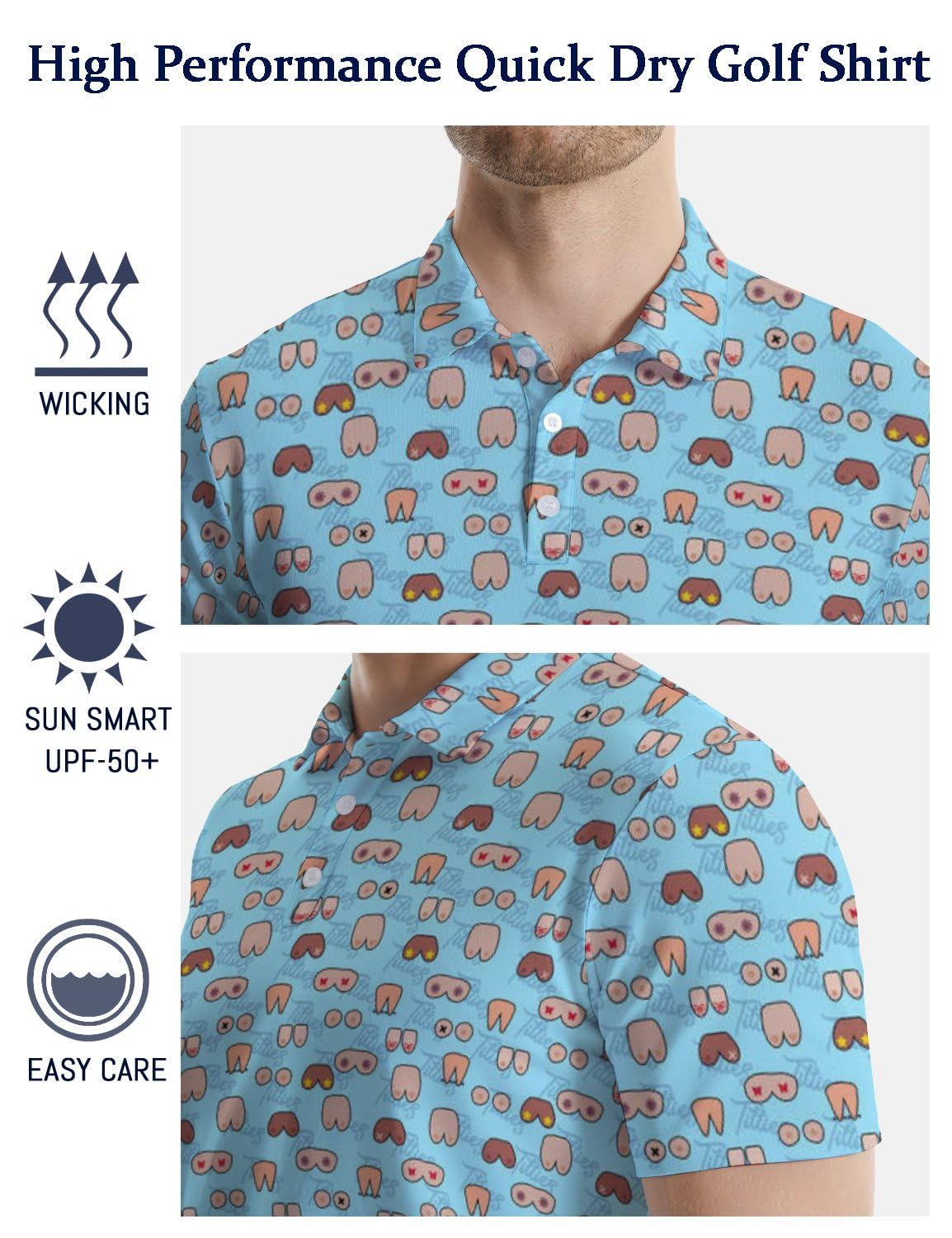 MSCPZH Golf Shirts for Men Fun Golf Polo Shirts for Men Short Sleeve Polo Shirts Golf Mens Polo