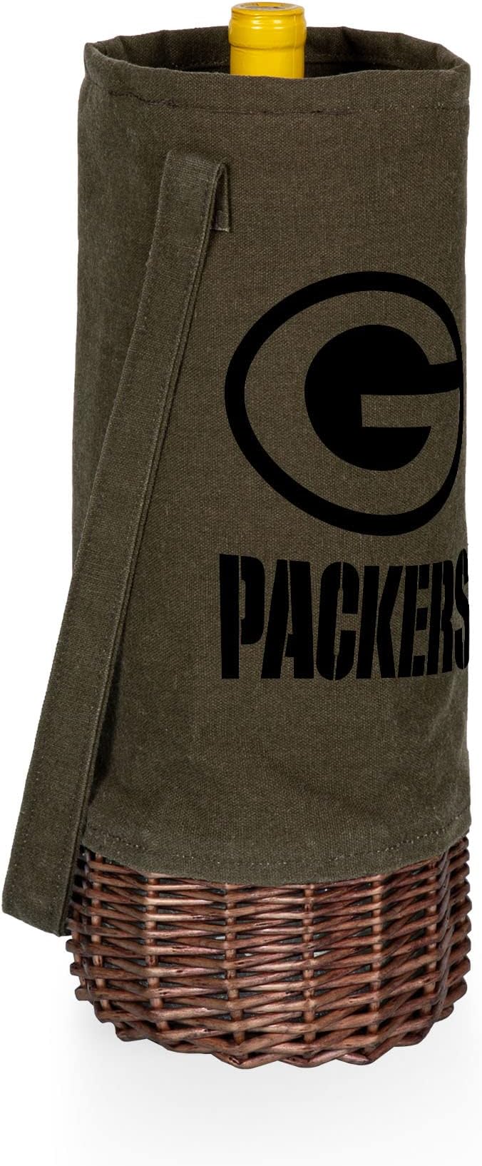 PICNIC TIME NFL Unisex-Adult NFL Malbec Insulated Canvas and Willow Wine Bottle Basket