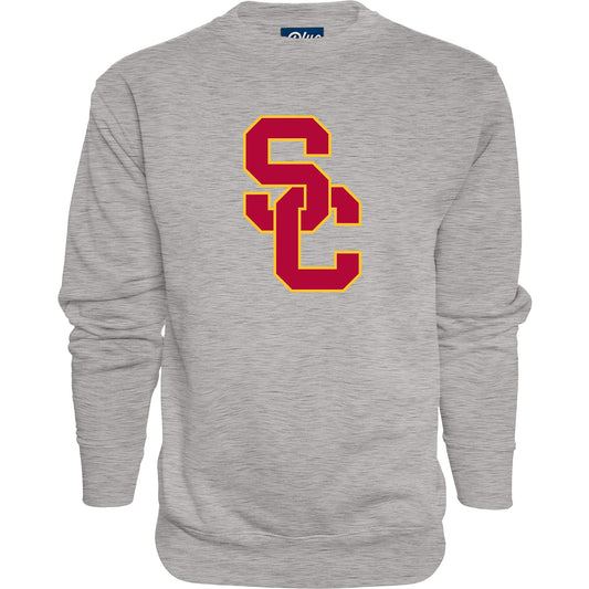 Blue 84 Men's USC Trojans Crewneck Sweatshirt Grey Icon, Heather Gray, Medium