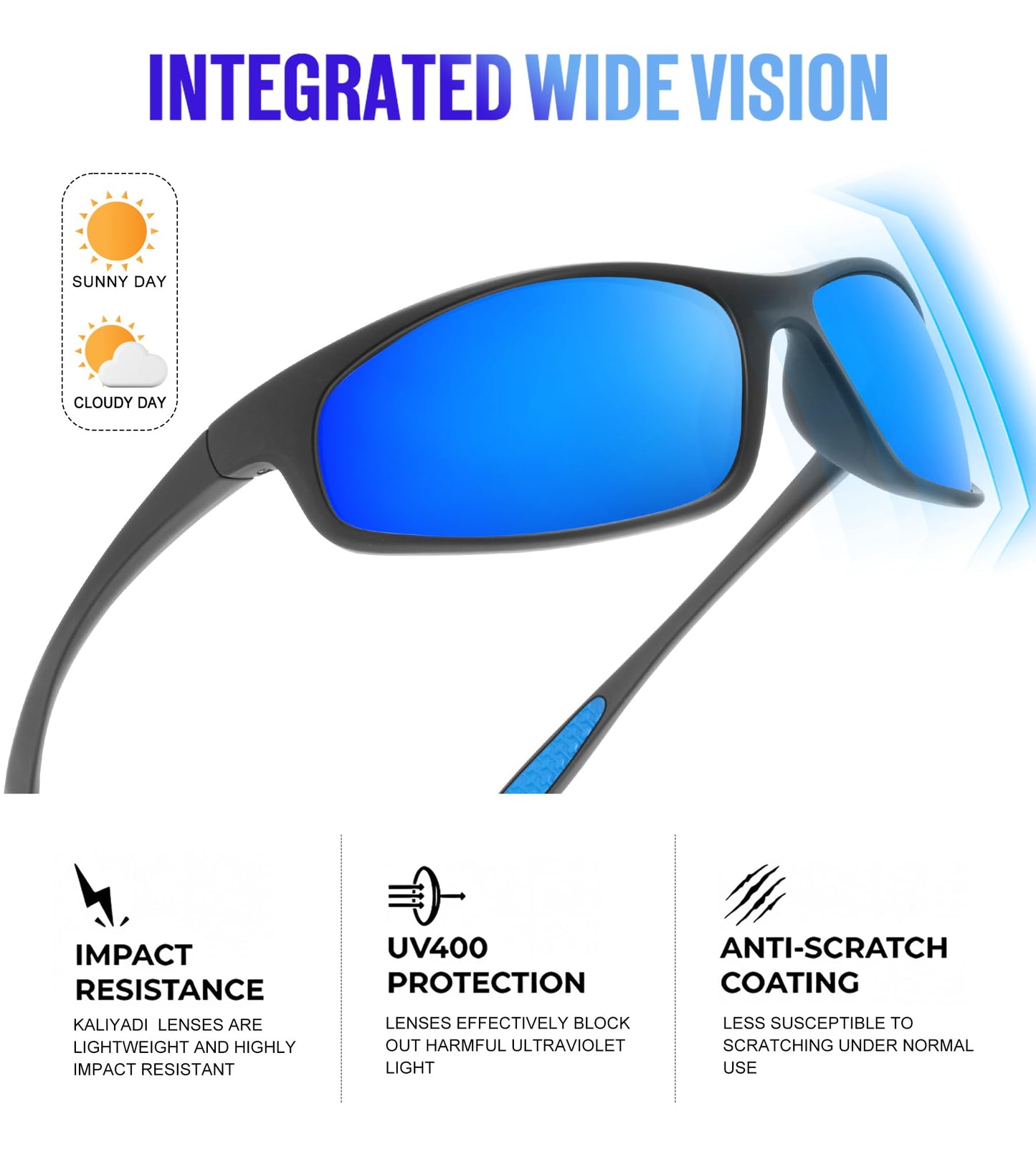 KALIYADI Mens-Sunglasses Polarized Sunglasses-Men Sports: Sport Sun Glasses for Running Cycling Fishing with UV Protection