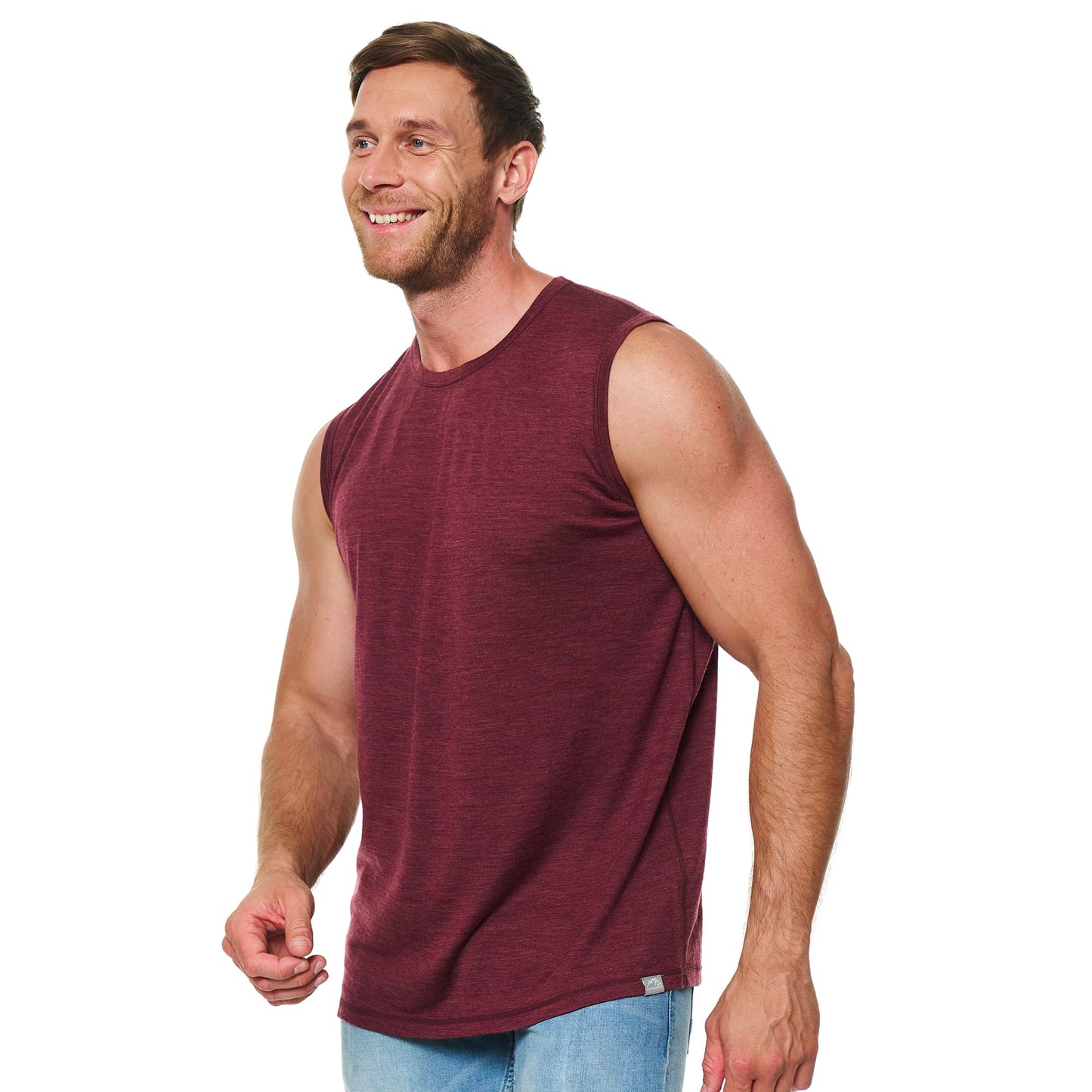 Merino Wool Tank Top Men - Active Merino Wool Undershirt Moisture Wicking Breathable Anti-Odor Lightweight Base Layer (X-Large, Burgundy Tank)