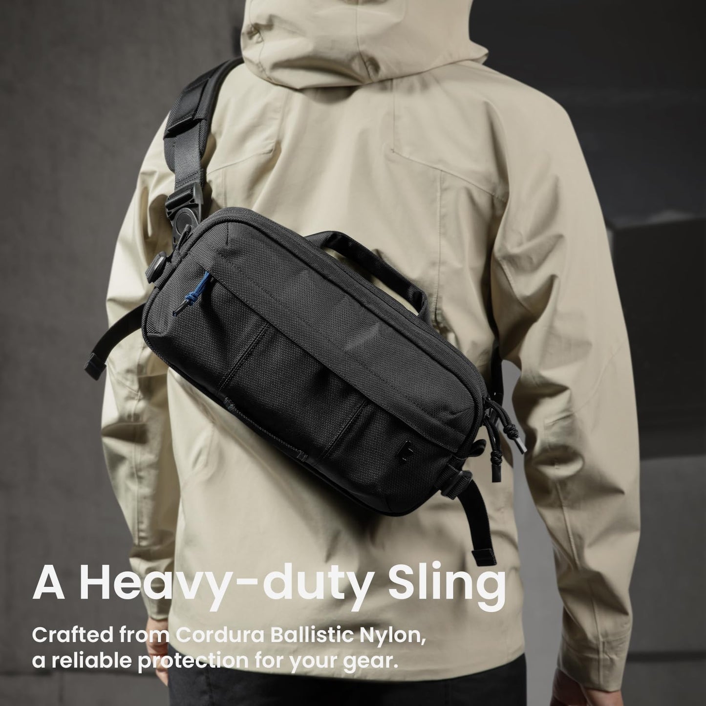 tomtoc 5.5L Sling Bag, Heavy Duty Crossbody Bag for Men, Carry Chest Daypack, Water-resistant Shoulder Travel Bag for Steam Deck, ASUS ROG Ally X, 2024 iPad mini A17 Pro, Urban Techwear, Tactical