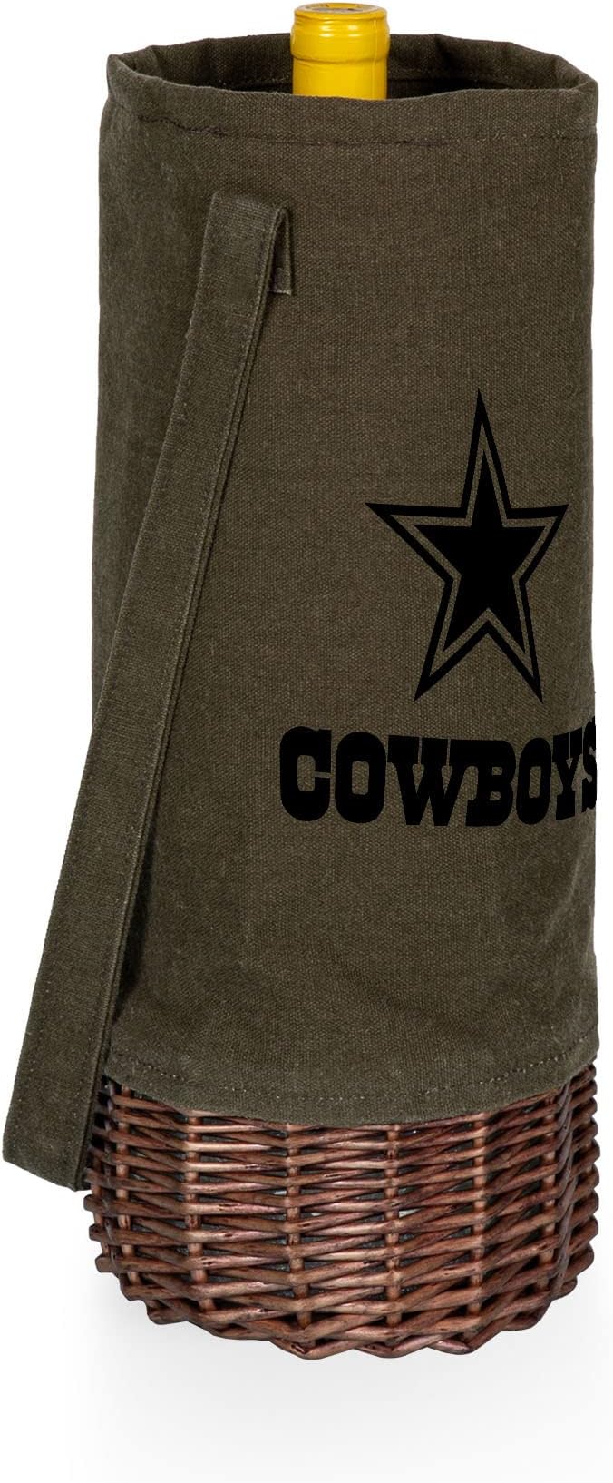 PICNIC TIME NFL Unisex-Adult NFL Malbec Insulated Canvas and Willow Wine Bottle Basket