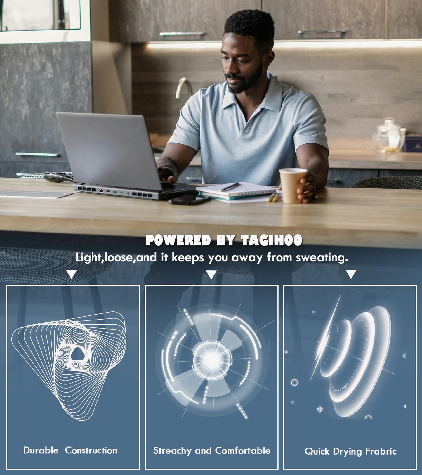 TAGIHOO 5 Pack Men's Mesh Athletic Polo Shirt Quick Dry Golf Moisture Wicking Active Short Sleeve Workout Training(2B2W1G,XL)