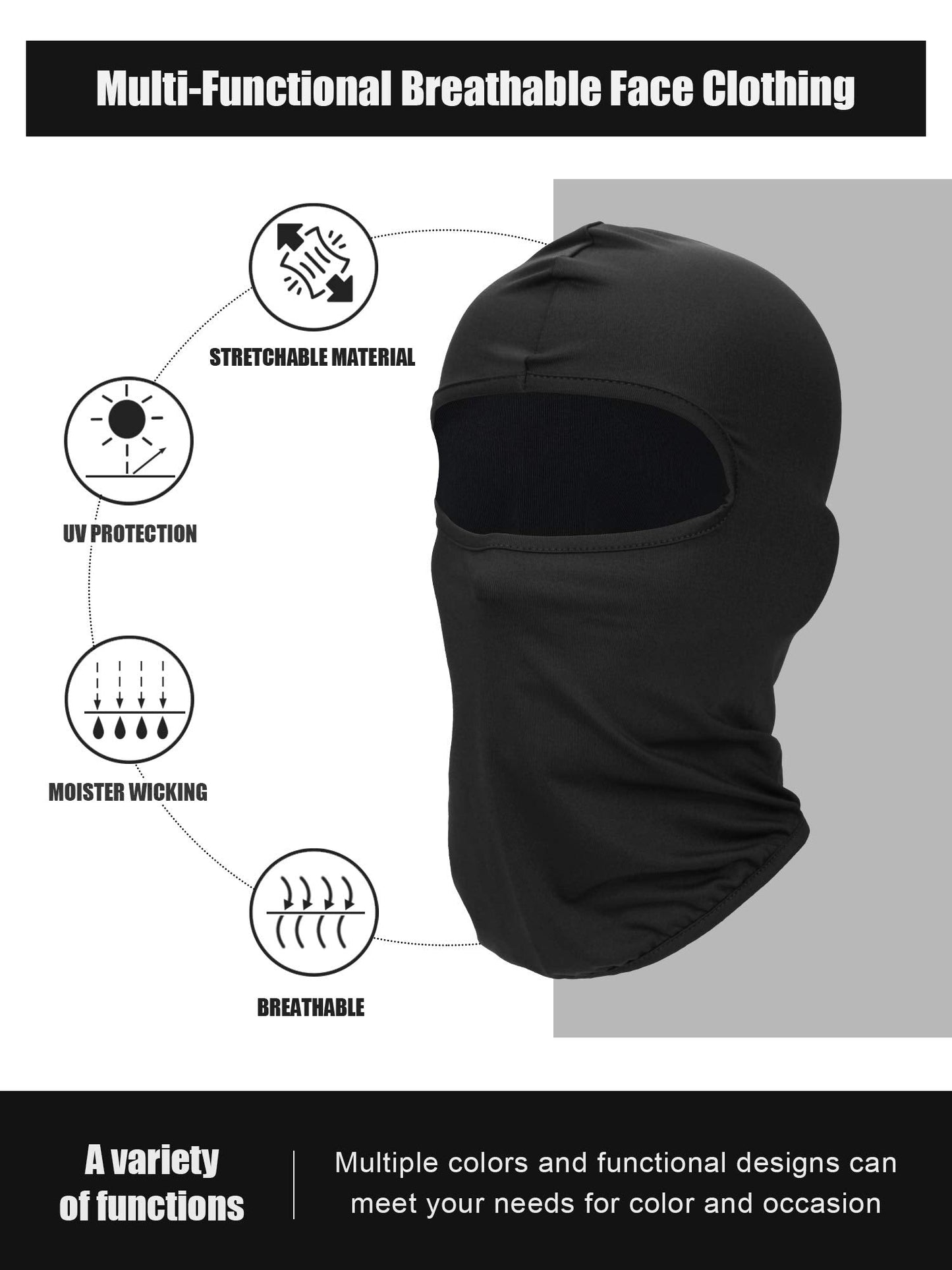 SATINIOR 9 Pcs Ski Mask for Men Full Face Cover UV Sun Protection Cooling Balaclava Neck Gaiter Clothing Scarf Bandana(Solid Colors)