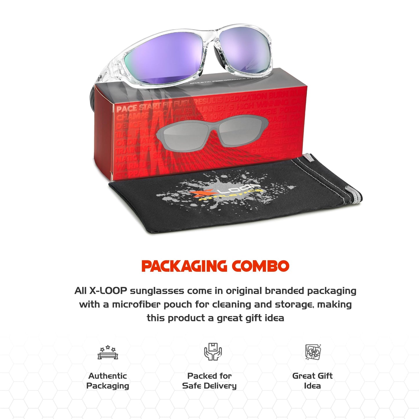 X LOOP Polarized Sports Sunglasses for Men - Wrap Around UV400 Baseball Running Cycling Driving Fishing Golf Glasses