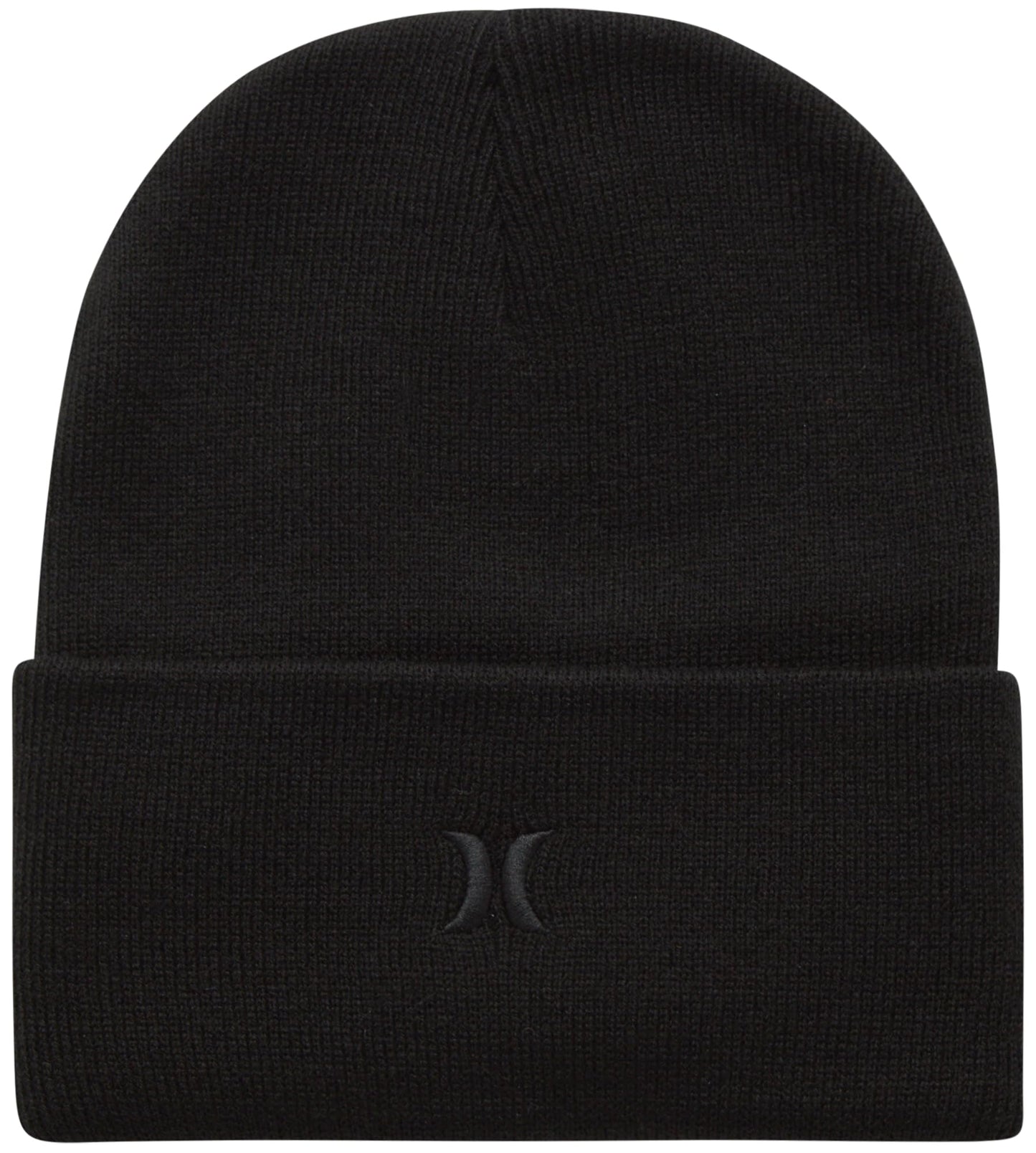 Hurley Men's Winter Hat - Heavyweight Slouchy Fit Icon Cuffed Beanie, Pure Black