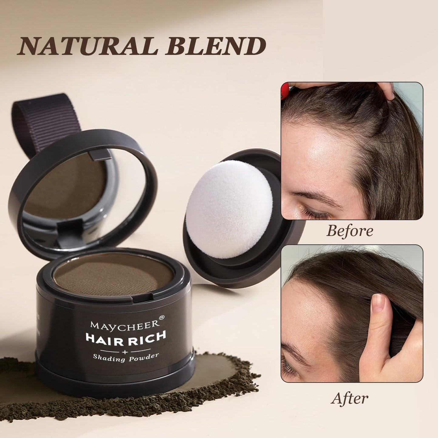 Nicgou Maycheer Hairline Shadow Powder, Maycheer Hair Shadow Root Cover Up, Maycheer Hair Shadow, Hair Line Concealer Root Cover Up, Unisex Root Touch Up Hair Powder (Dark Brown, 01)