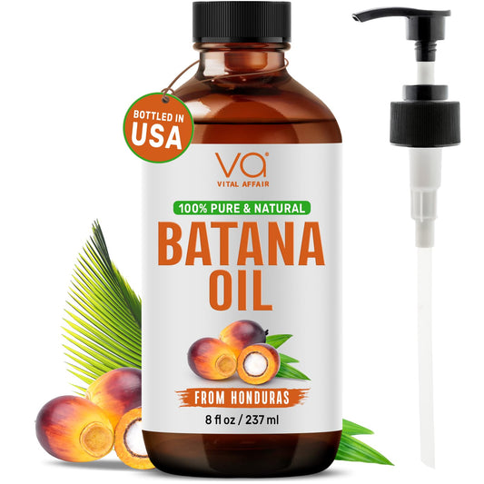 VITAL AFFAIR Batana Oil For Hair Growth-100% Raw Batana Oil From Honduras-Glass Bottle-Skin & Hair Growth Oil Rich In Essential Nutrients-Batana Hair Oil For Women & Men-For Strong & Shiny Hair-8 FlOz