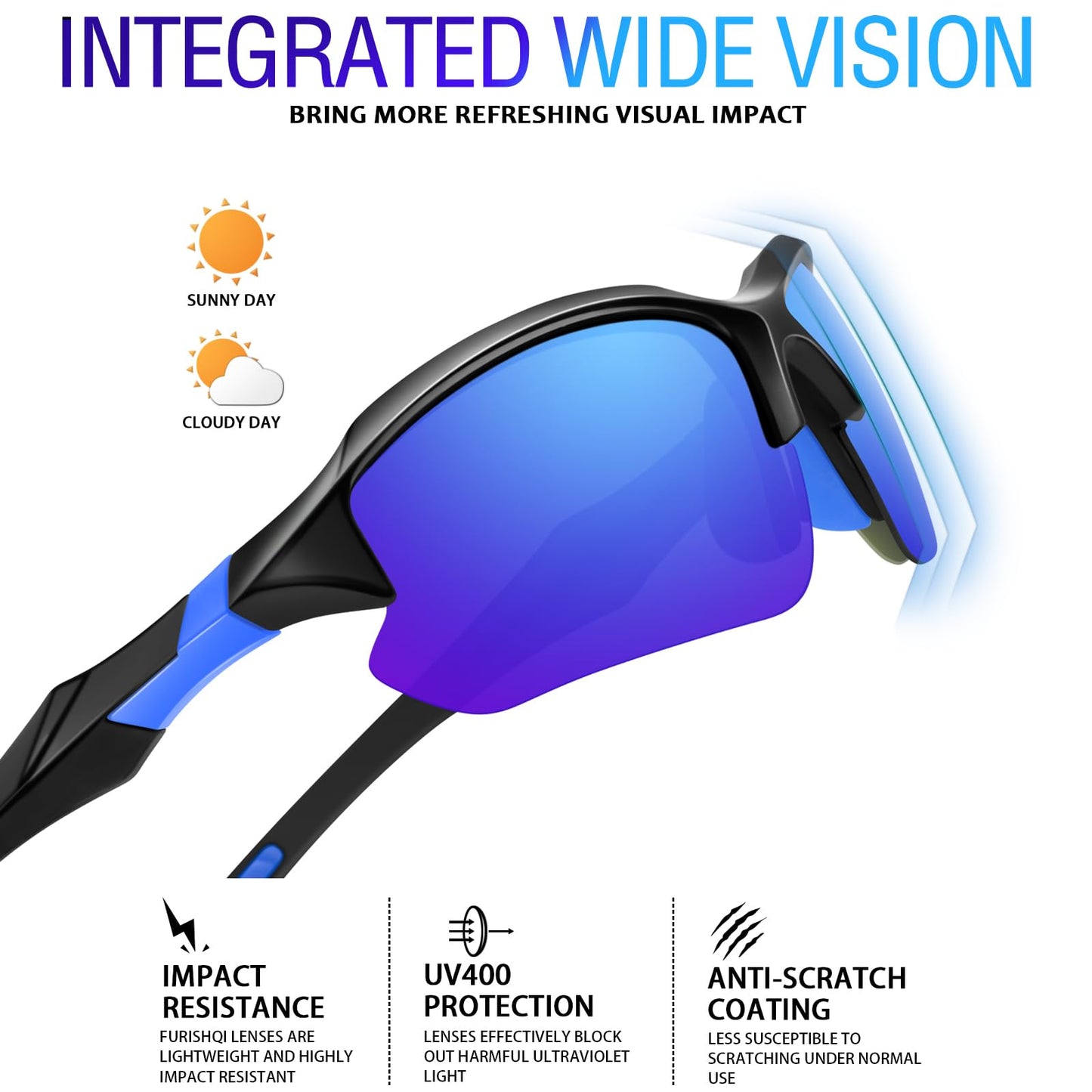 DioKiw 3PACK Sports Polarized Sunglasses for Men Cycling Running Fishing UV400 Protection Sun Glasses Lightweight Half Frame Goggles