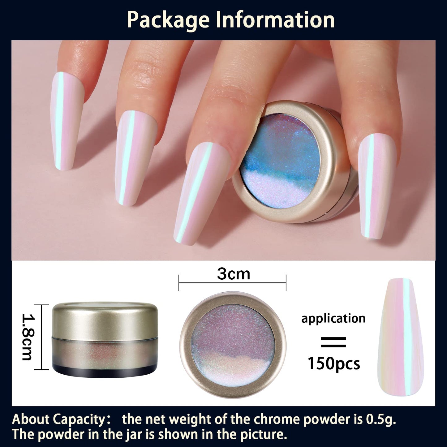 Allstarry Unicorn Chrome Nail Powder, Aurora Mermaid Iridescent White Pearl Nail Chrome Powder Pigment Glitter Fairy Dust for Nail Art, Manicure, Gel Nail Polish - Moonlight Mermaid