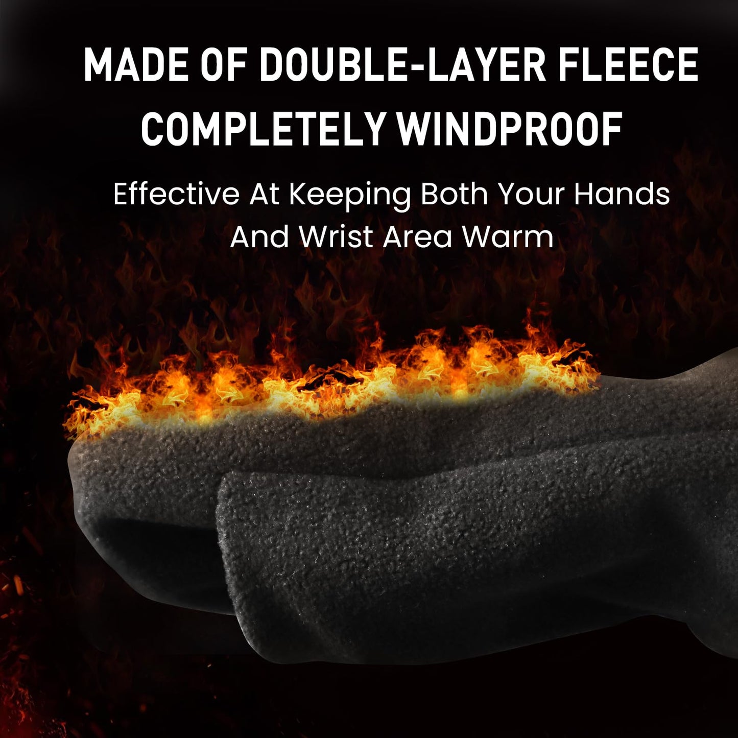 FINGER TEN Winter Golf Gloves Men Mitts Mitten Warm Fleece in Pair, Pull Up Fit Soft Comfortable Set (Black, X-Large)