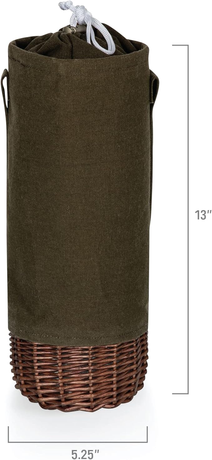 PICNIC TIME NFL Unisex-Adult NFL Malbec Insulated Canvas and Willow Wine Bottle Basket