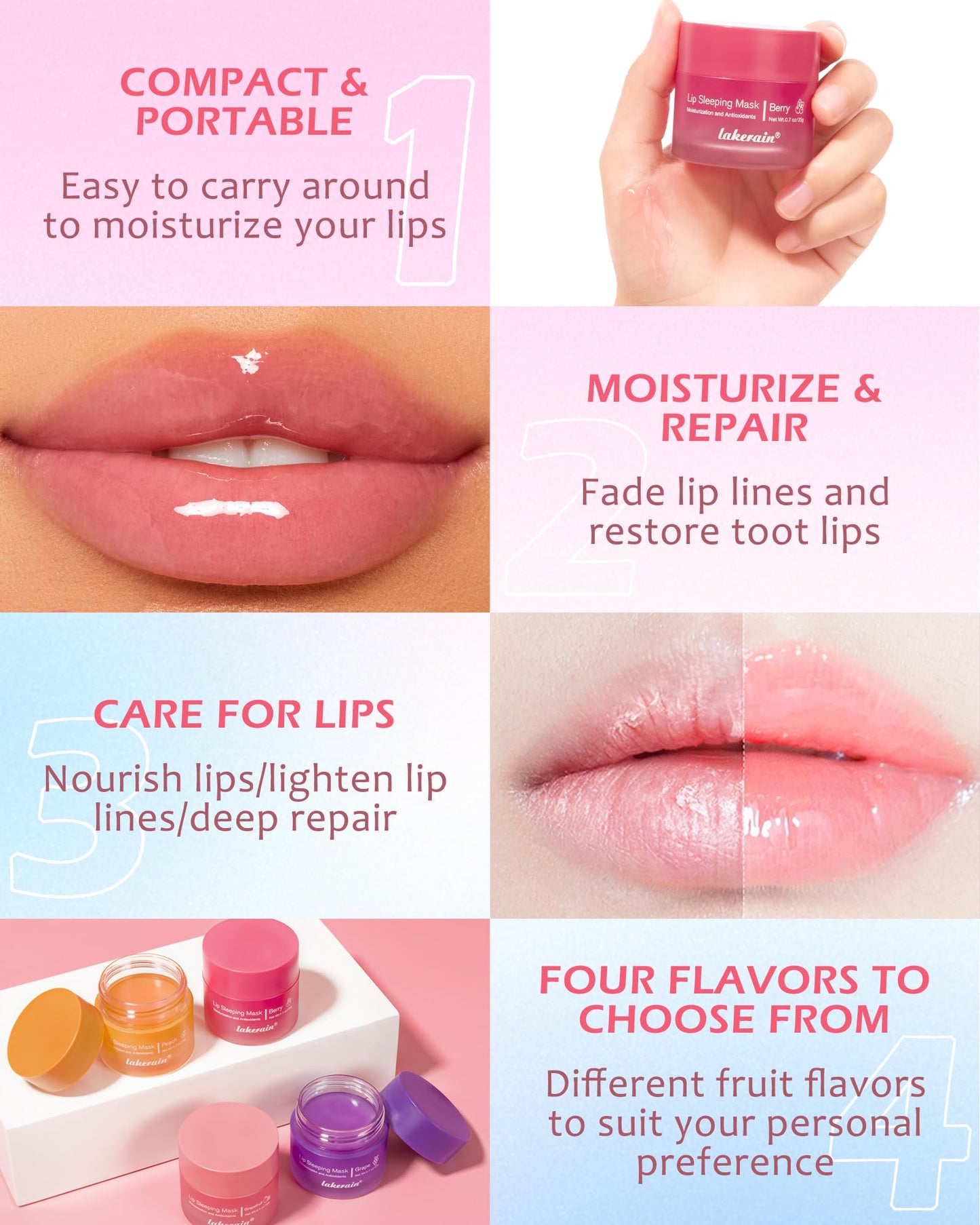 Sleeping Lip Mask, Overnight Hydrating & Prevention Dry and Cracked Lips Scrubs Exfoliator & Moisturizer, Ultra-Nourishing Lip Sleeping Mask with Wand, Lip Care Therapy Treatment for Women-04#Grape