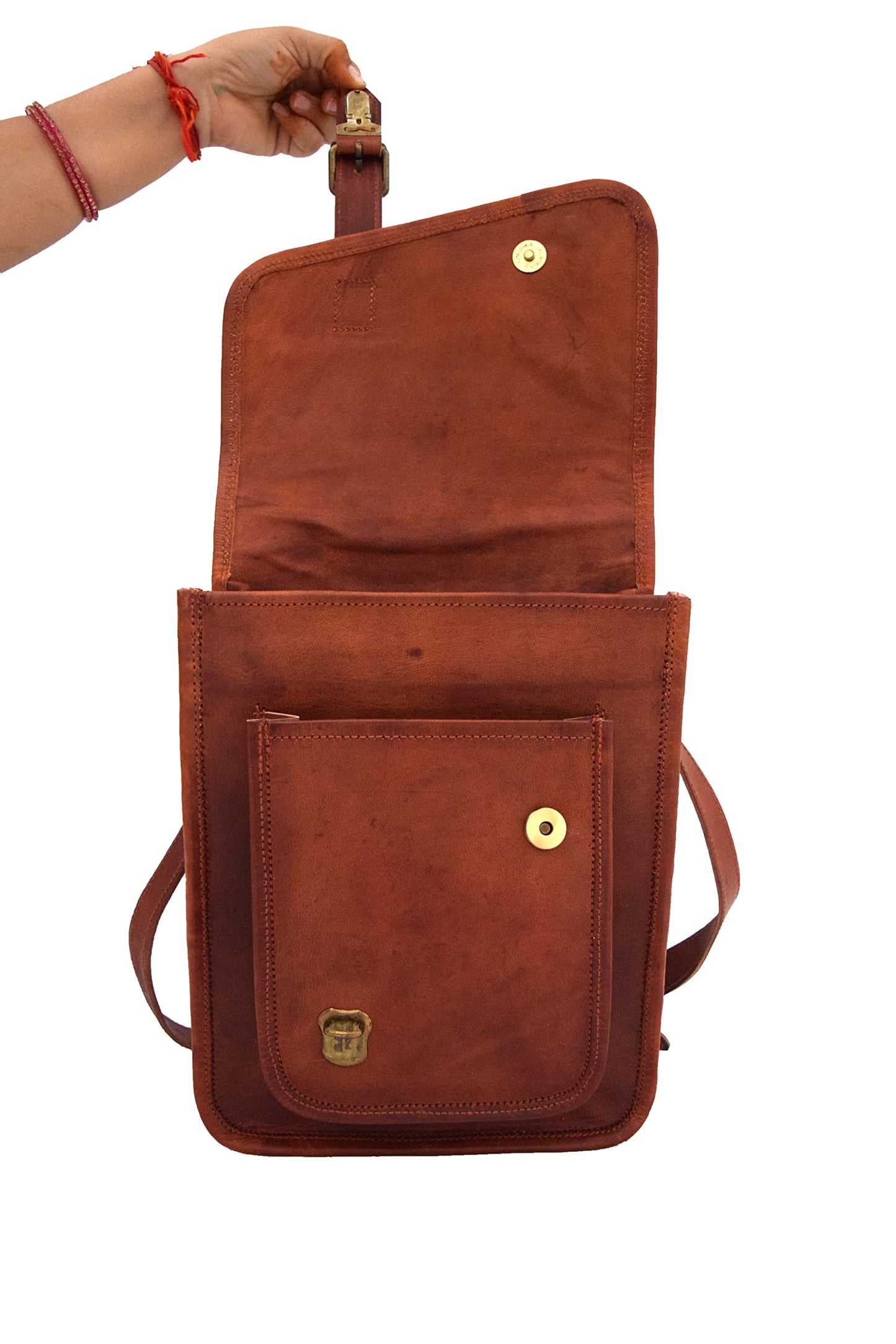 11 inches Genuine Leather Messenger Crossbody Bag Men Women Unisex Teens Satchel Handbag Sling Bags Fits iPad/Tab Mini