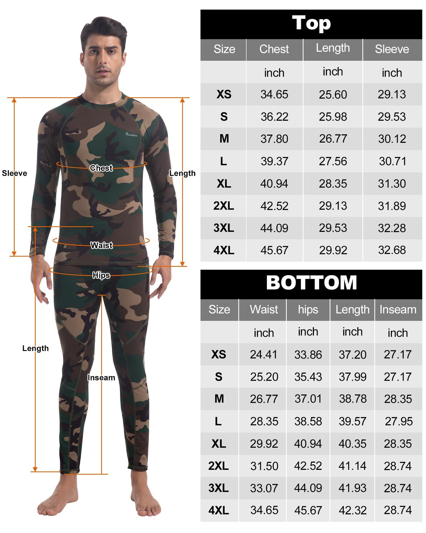 romision Thermal Underwear for Men, Ultra Soft Long Johns Set Fleece Lined Warm Base Layer Top and Bottom for Cold Weather
