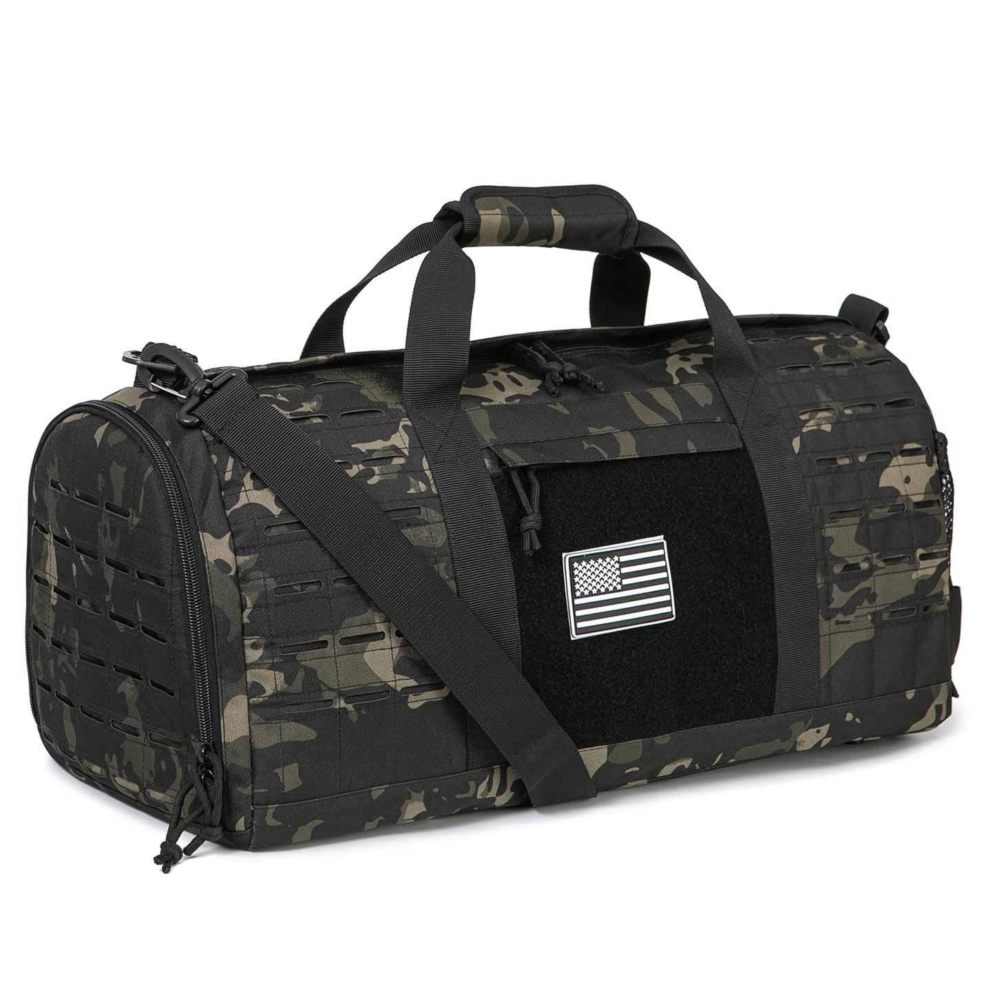 QT&QY 40L Military Tactical Duffel Bag For Men Sport Gym Bag Fitness Tote Travel Duffel Bags Training Workout Bag With Shoe Compartment Basketball Football Weekender Bag