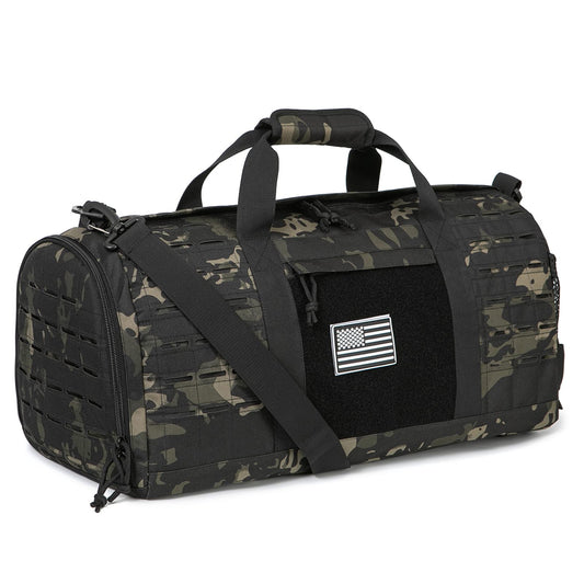QT&QY 40L Military Tactical Duffel Bag For Men Sport Gym Bag Fitness Tote Travel Duffel Bags Training Workout Bag With Shoe Compartment Basketball Football Weekender Bag