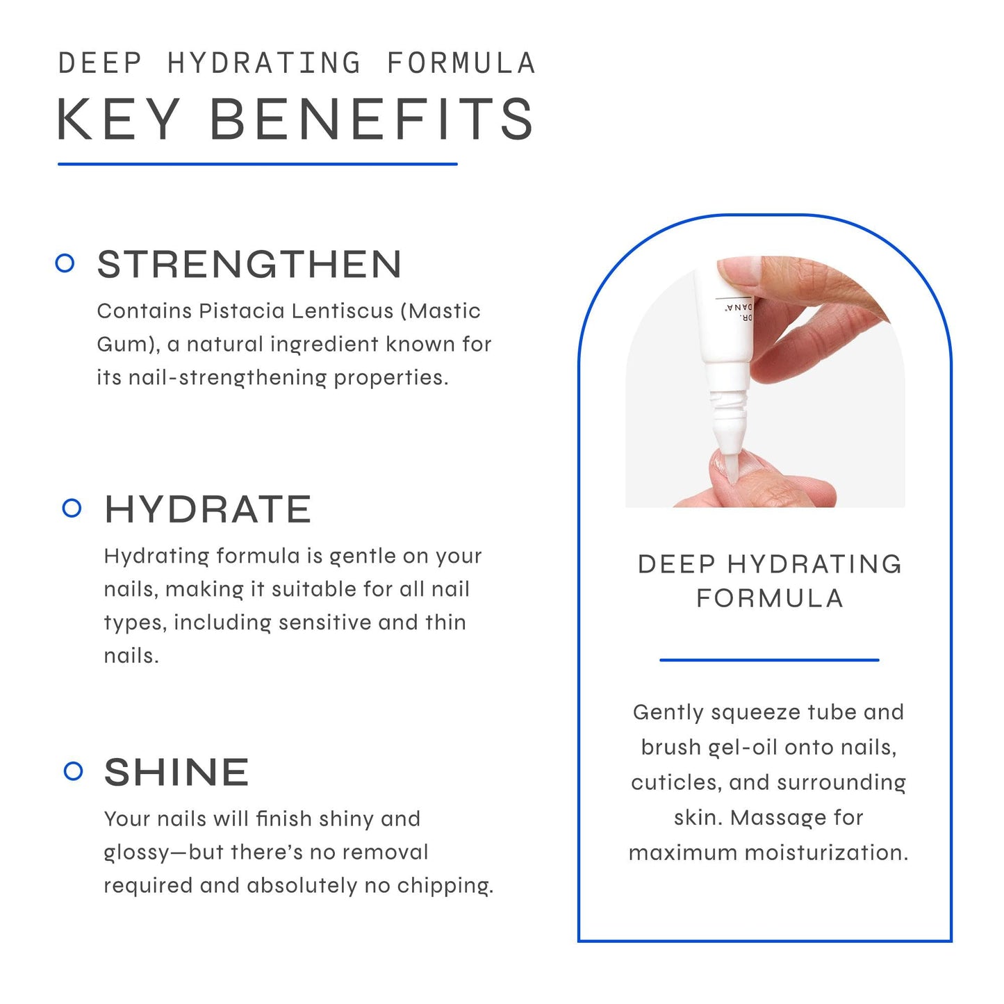 Dr. Dana Hydrating Nail Treatment and Natural Nail Strengthener for Instant Shine and Lustrous Healthy Nails - Non Greasy Gel oil Hybrid Formula - Nail Growth and Repair