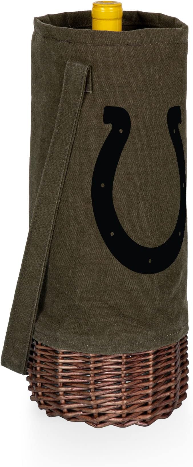 PICNIC TIME NFL Unisex-Adult NFL Malbec Insulated Canvas and Willow Wine Bottle Basket