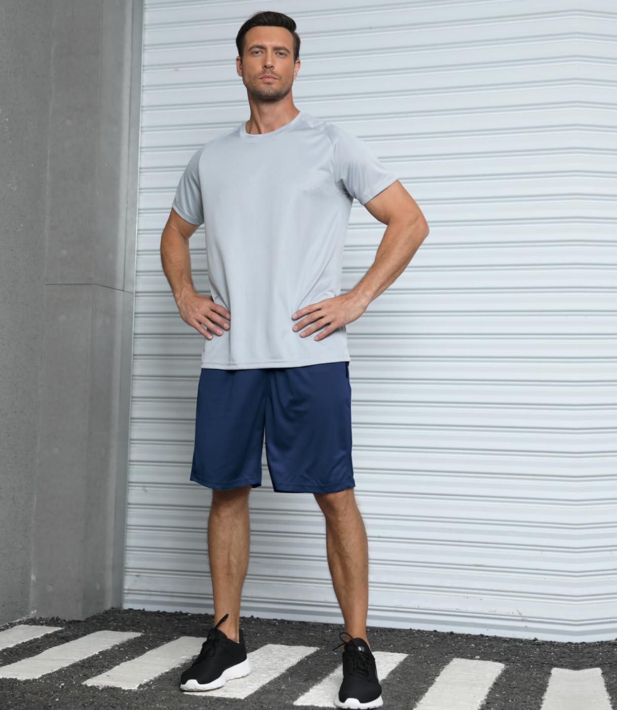 RPOVIG Men's Workout Shorts Sets 5 Pack with Zippered Pockets Basketball Gym Activewear Athletic Mesh Shorts