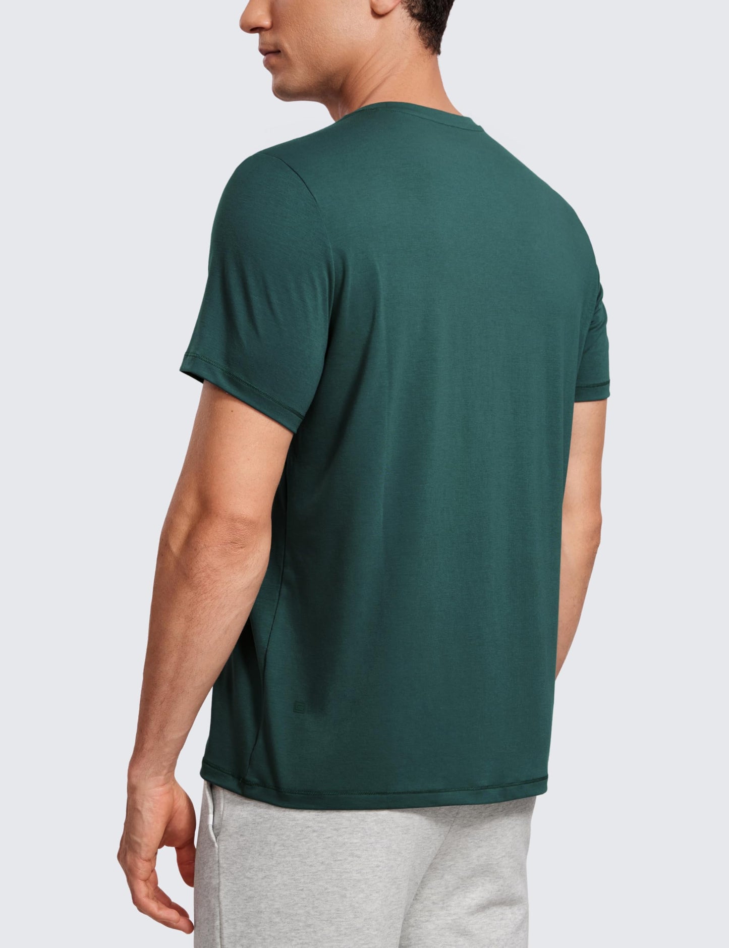 CRZ YOGA Short Sleeve Shirts for Men Quick Dry Workout Classic Fit T-Shirt Casual Daily Comfy Tee Tops Forest Green Large