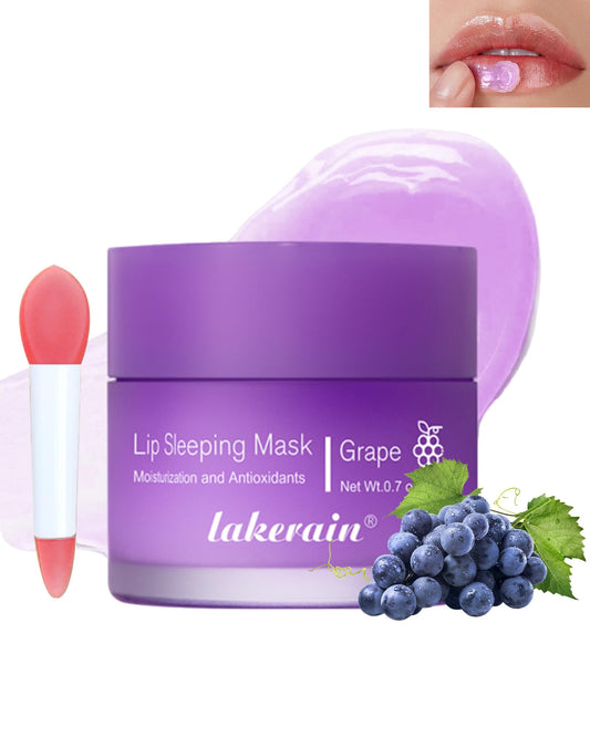Sleeping Lip Mask, Overnight Hydrating & Prevention Dry and Cracked Lips Scrubs Exfoliator & Moisturizer, Ultra-Nourishing Lip Sleeping Mask with Wand, Lip Care Therapy Treatment for Women-04#Grape