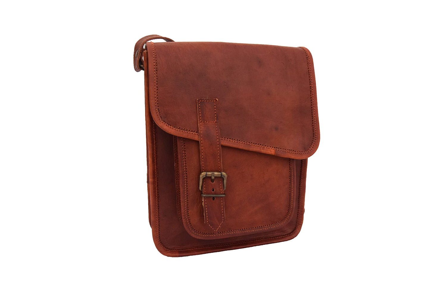 11 inches Genuine Leather Messenger Crossbody Bag Men Women Unisex Teens Satchel Handbag Sling Bags Fits iPad/Tab Mini