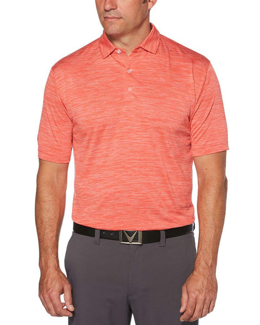 Callaway Broken Stripe Golf Polo, Sun Protection, Moisture-Wicking, Lightweight, Athletic Collared Shirts for Men, Cayenne, XX Large