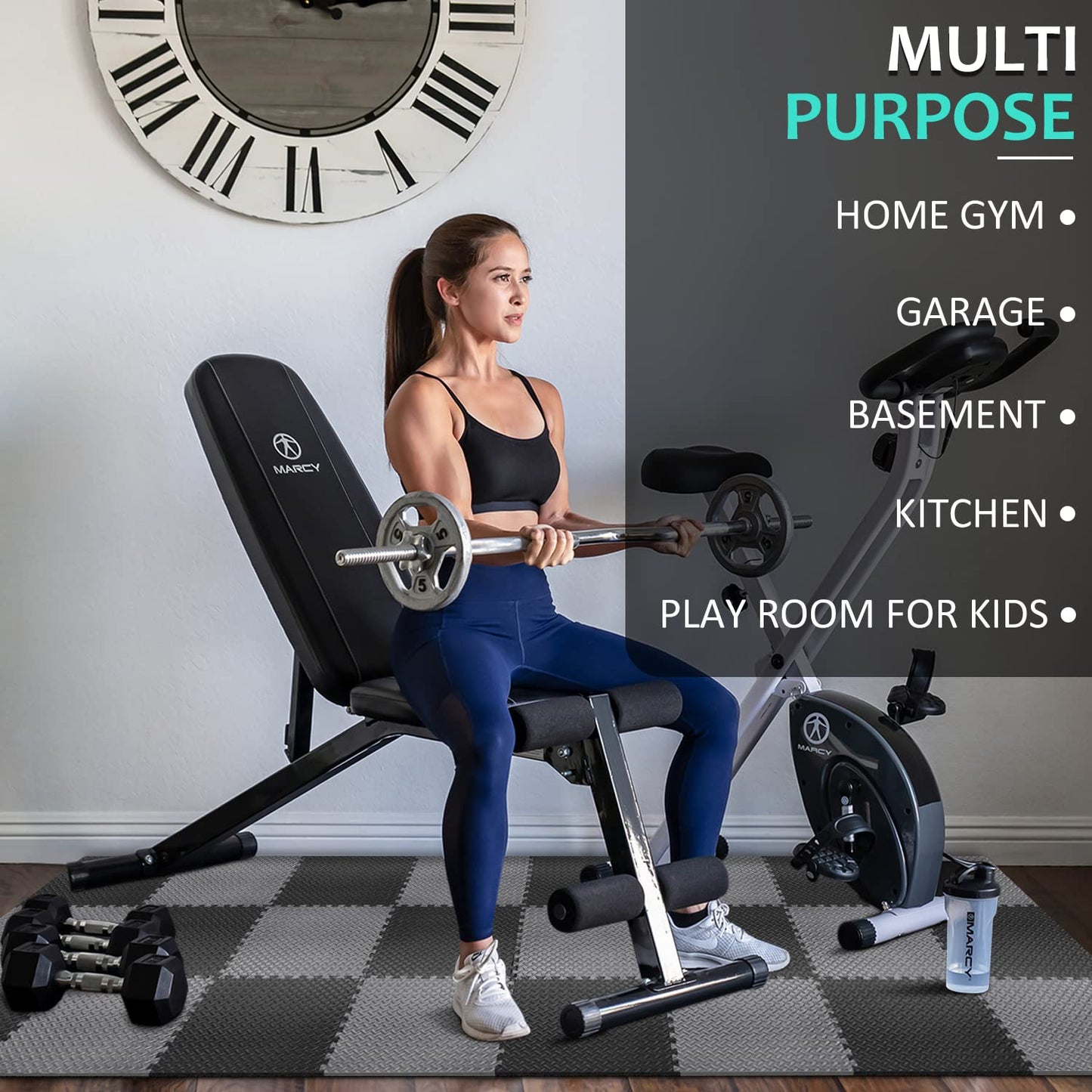 Puzzle Exercise Mat with 24 Tiles Interlocking Foam Mats, EVA Foam Floor Tiles, Protective Flooring Mats Interlocking for Gym Equipment and Cushion for Workouts