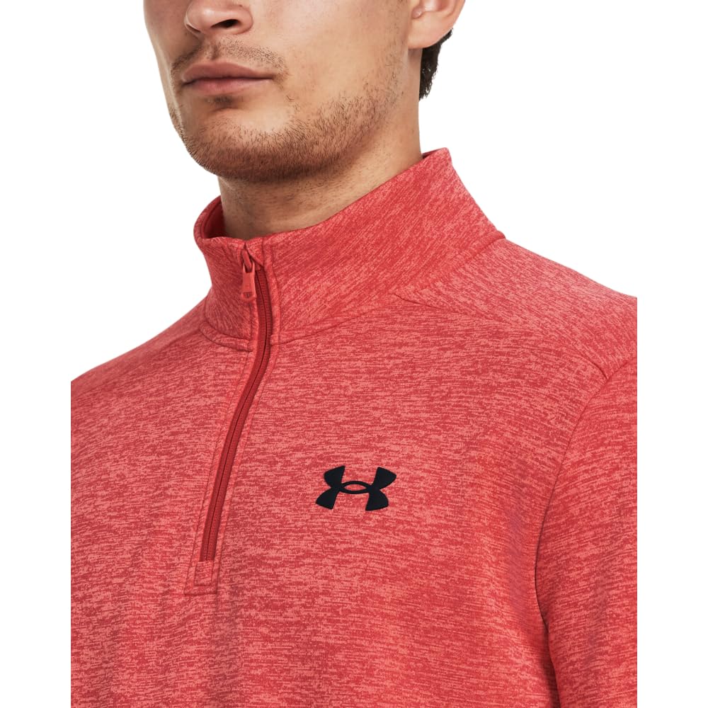 Under Armour mens Armour Fleece Twist Quarter Zip, (690) Venom Red / / Black, Medium