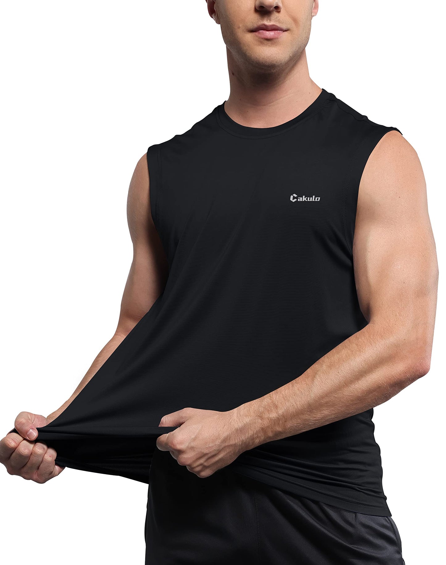 Cakulo Mens Sleeveless Muscle Workout Shirts Quick Dry Gym Athletic Running Tank Tops Pack Swim T Shirt Black/Blue/White M