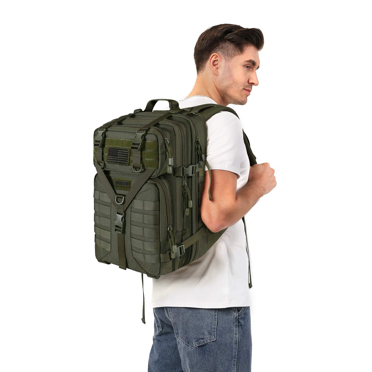 MOSISO 50L Tactical Backpack, Large Men 3 Day Assault Rucksack Military Daypack,Army Green
