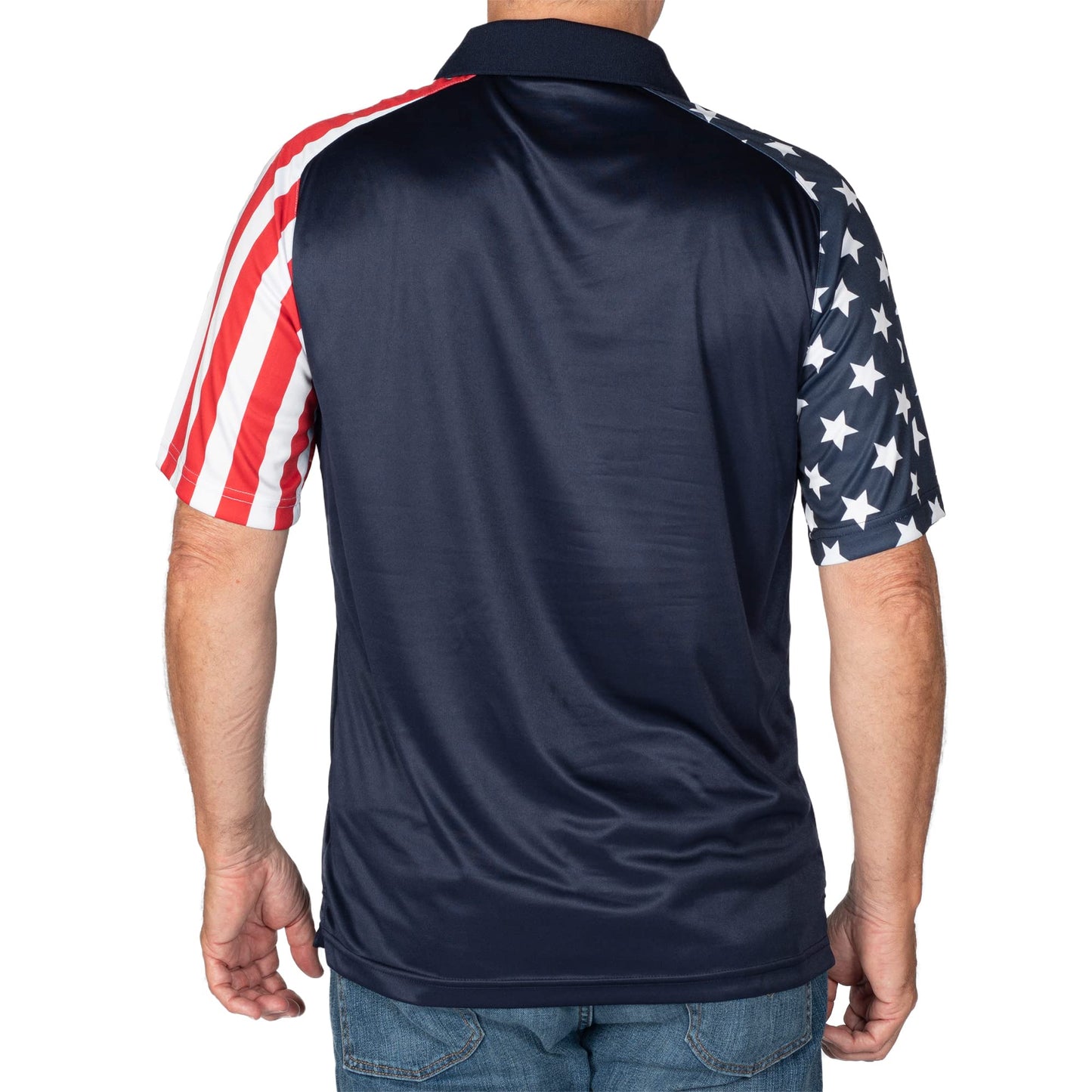 Men's Performance American Flag Polo Shirt | Pull-On Closure American Flag Golf Shirt | USA 4th of July Golf Shirts for Men in 3X-Large