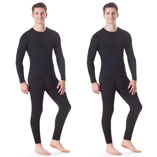 Rocky Thermal Underwear for Men (Long Johns Thermals Set) Shirt & Pants, Base Layer (Black - Standard Weight / 6X-Large) 2pk