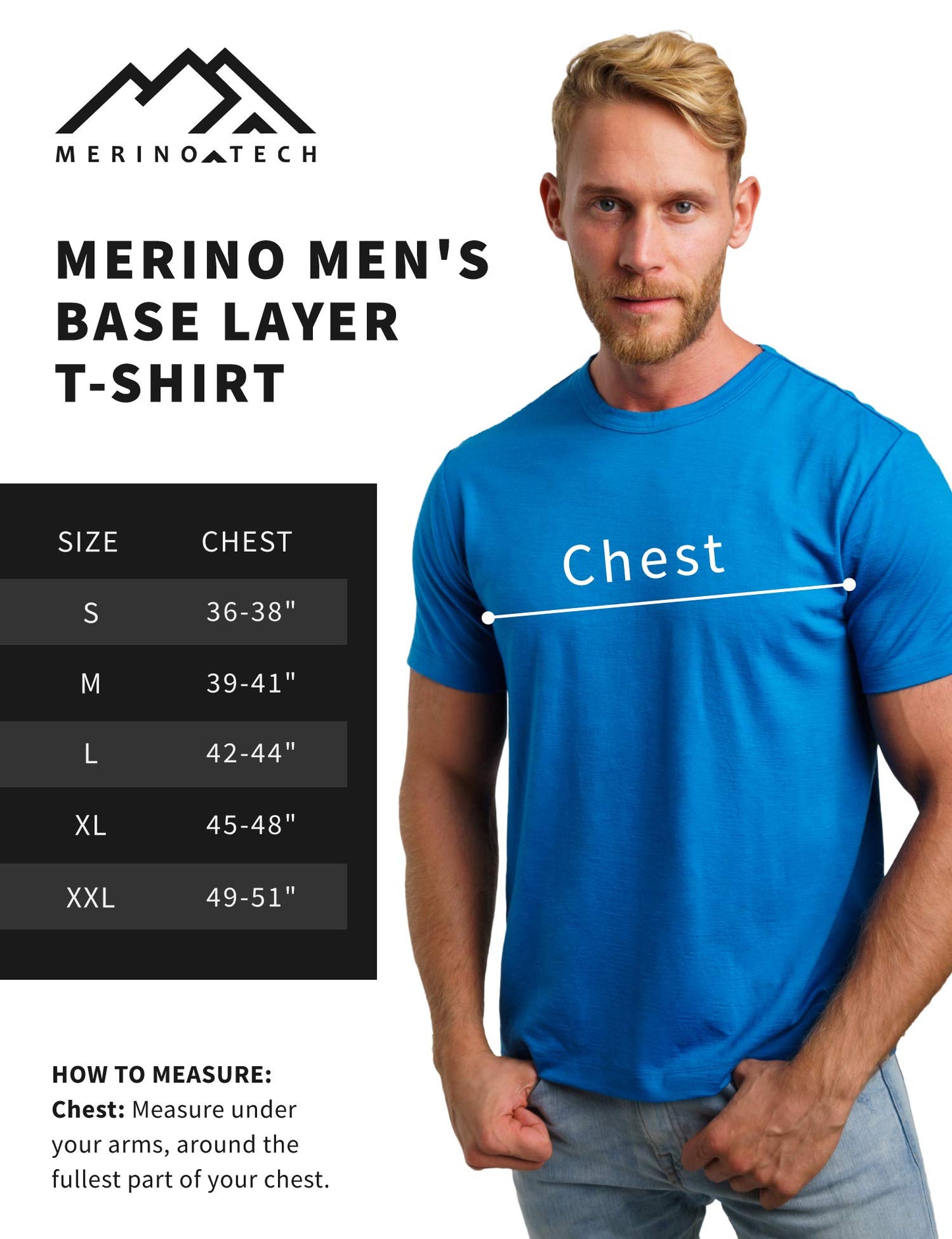 Merino.tech Merino Wool T-Shirt Mens - 100% Organic Merino Wool Undershirt Lightweight Base Layer + Hiking Wool Socks (Small, Melange Grey)