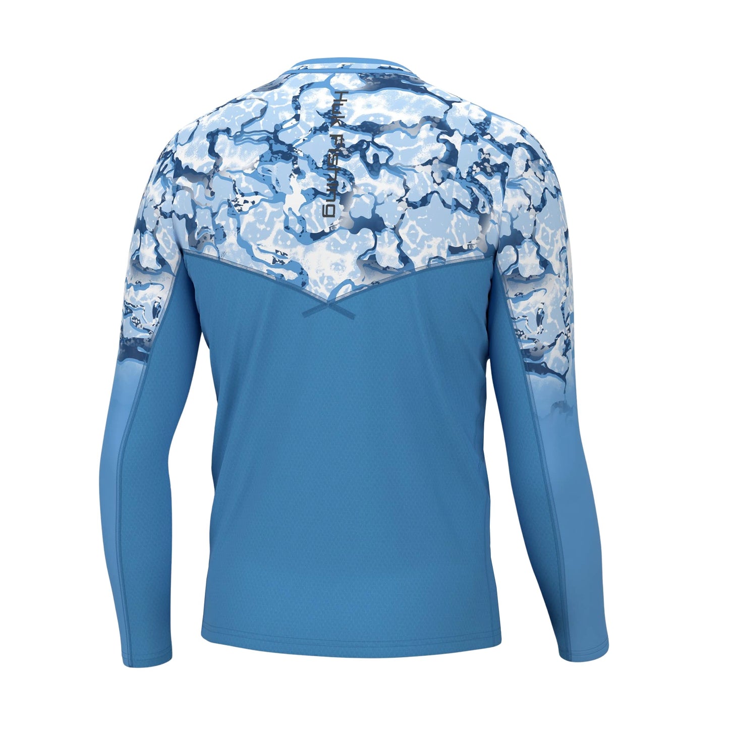 HUK Men's Standard Icon X Crew, Long-Sleeve Performance Fishing Shirt, Inside Reef Fade-Azure Blue, Small
