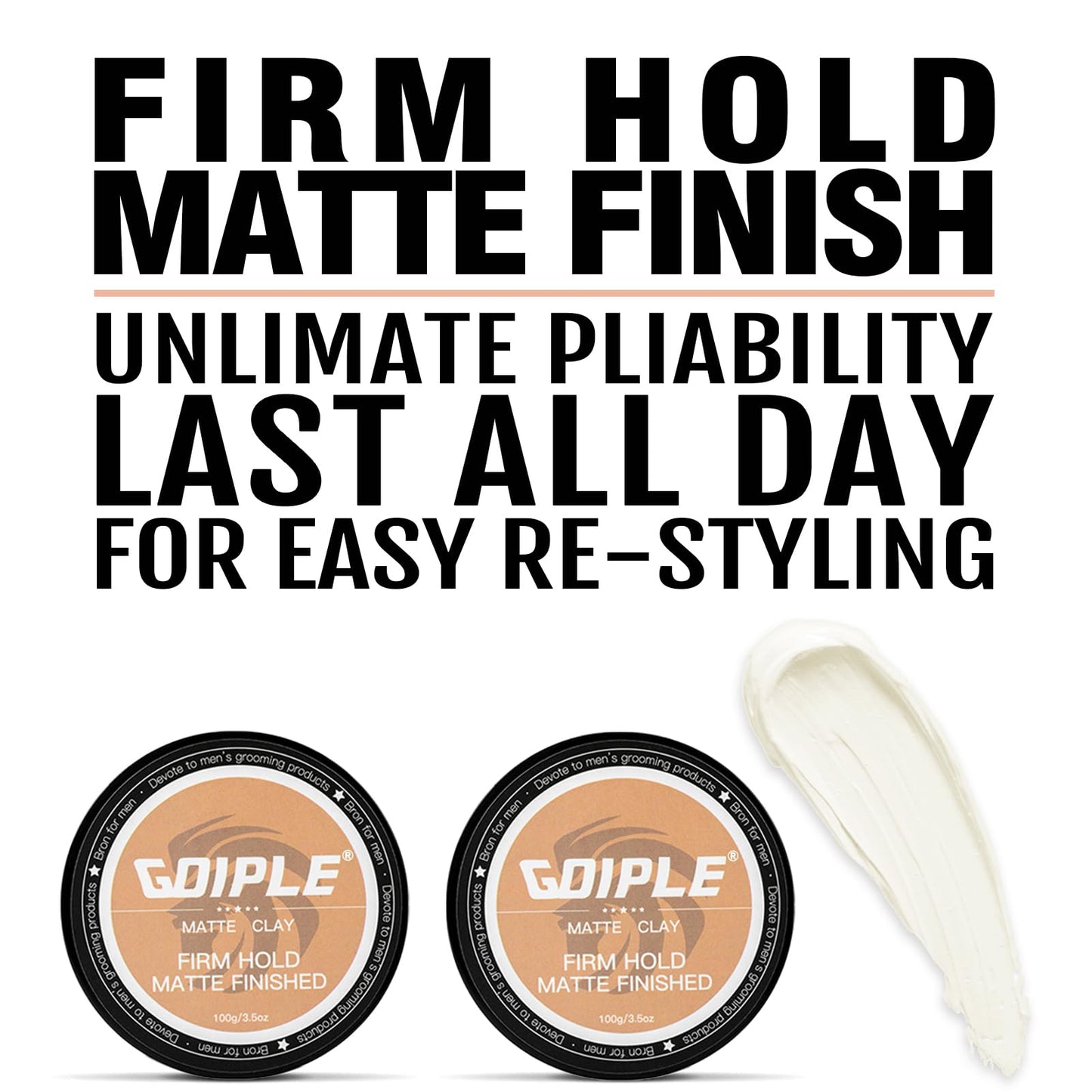 Hair Styling Clay for Men Firm Hold - Matte Finish Hair Clay Hair Paste Water Based Matte Texture Pomade Mens Hair Products - Hair Paste Clay Pomade Ideal for All Men's Hair Types 3.5oz (2PCS)