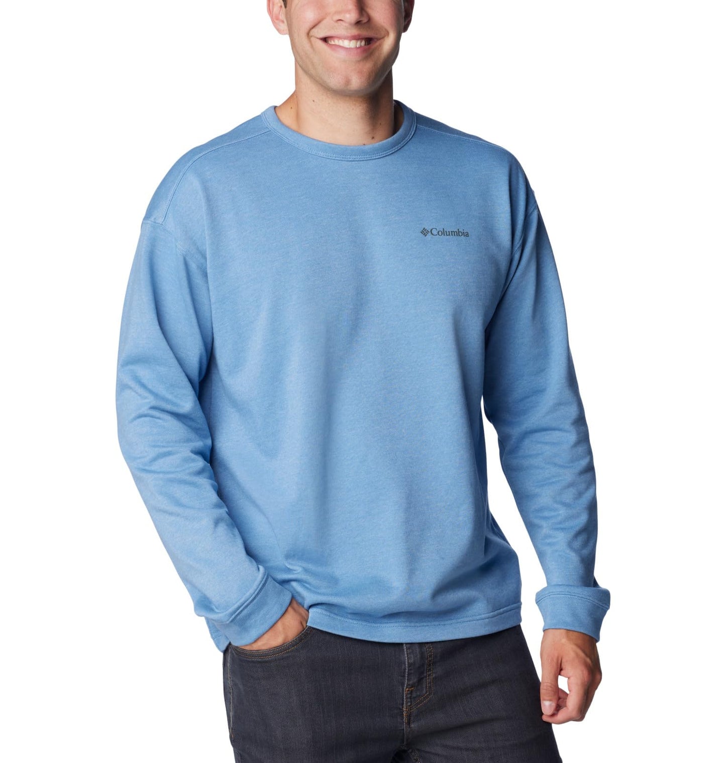 Columbia Men's Twisted Creek Knit Long Sleeve Crew, Skyler Heather, Large