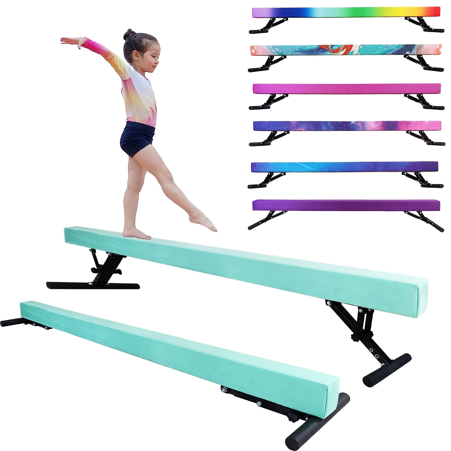 Seliyoo Adjustable Balance Beam,8FT gymnasitcs Beam, Balance Beam for Kids Ages 3-20,high and Lower Floor Beam,Gym Equipment for All Skills Practice at Home
