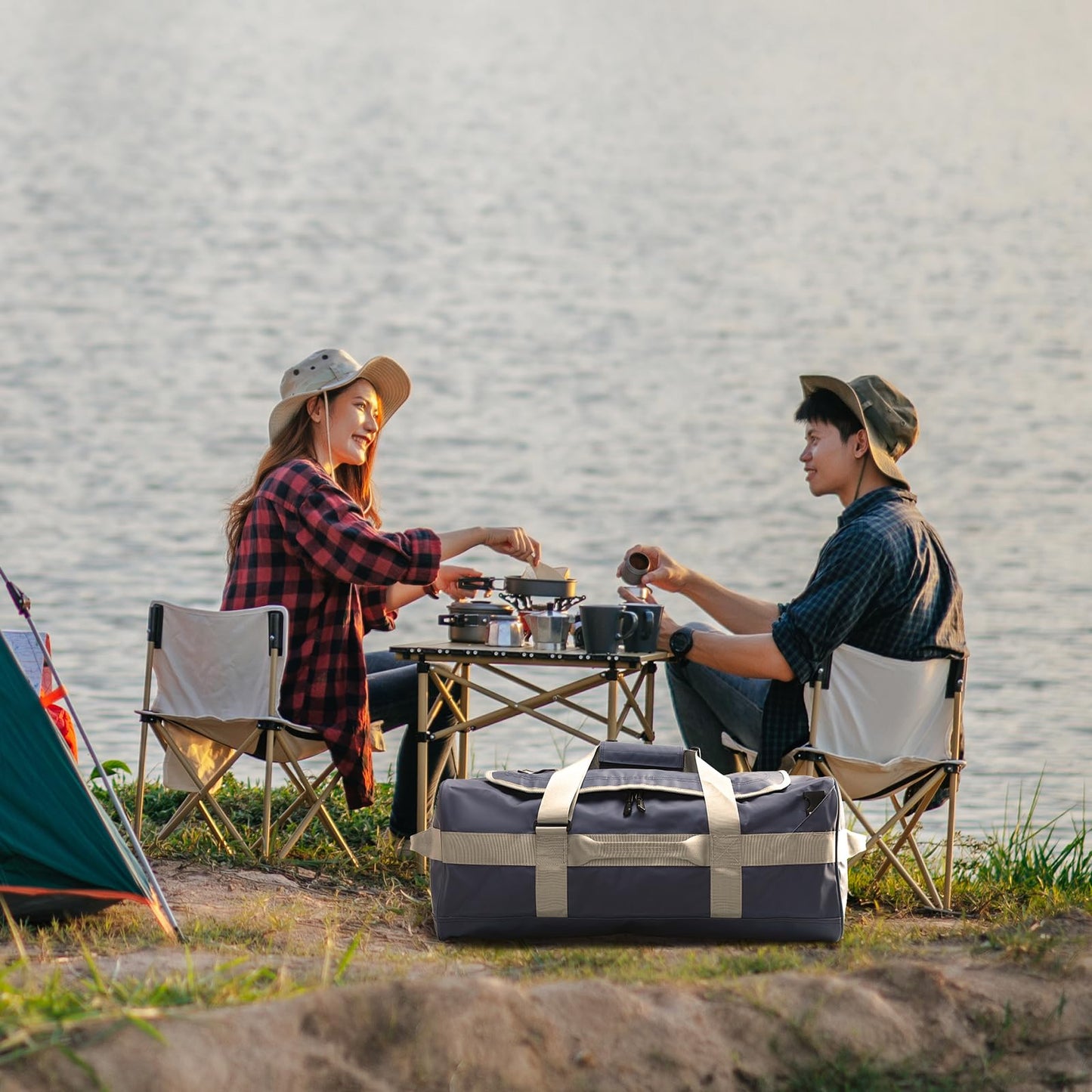 MIER 60L Large Backpack Duffle for Men Heavy Duty Duffel Bag with Backpack Straps for Travel, Gym, Sports, Convertible and Water Resistant, Haze Blue