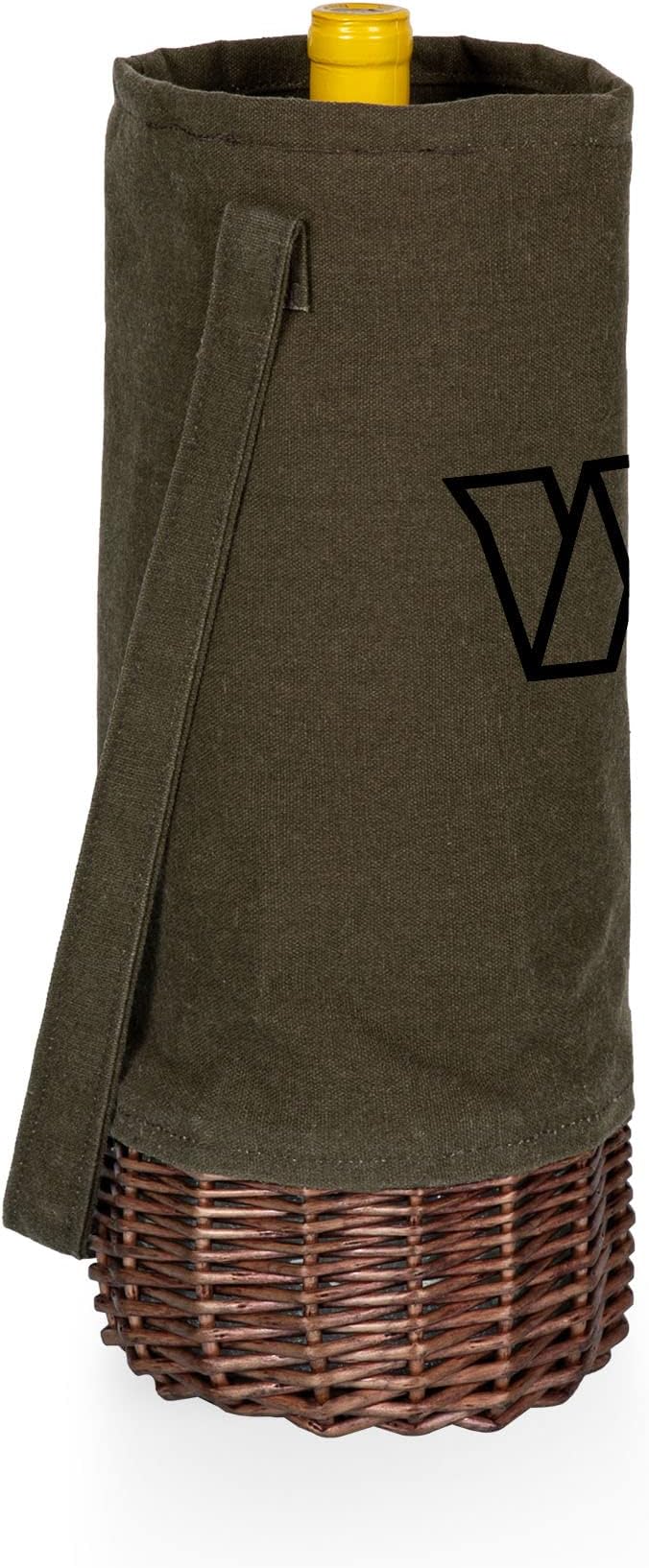 PICNIC TIME NFL Unisex-Adult NFL Malbec Insulated Canvas and Willow Wine Bottle Basket