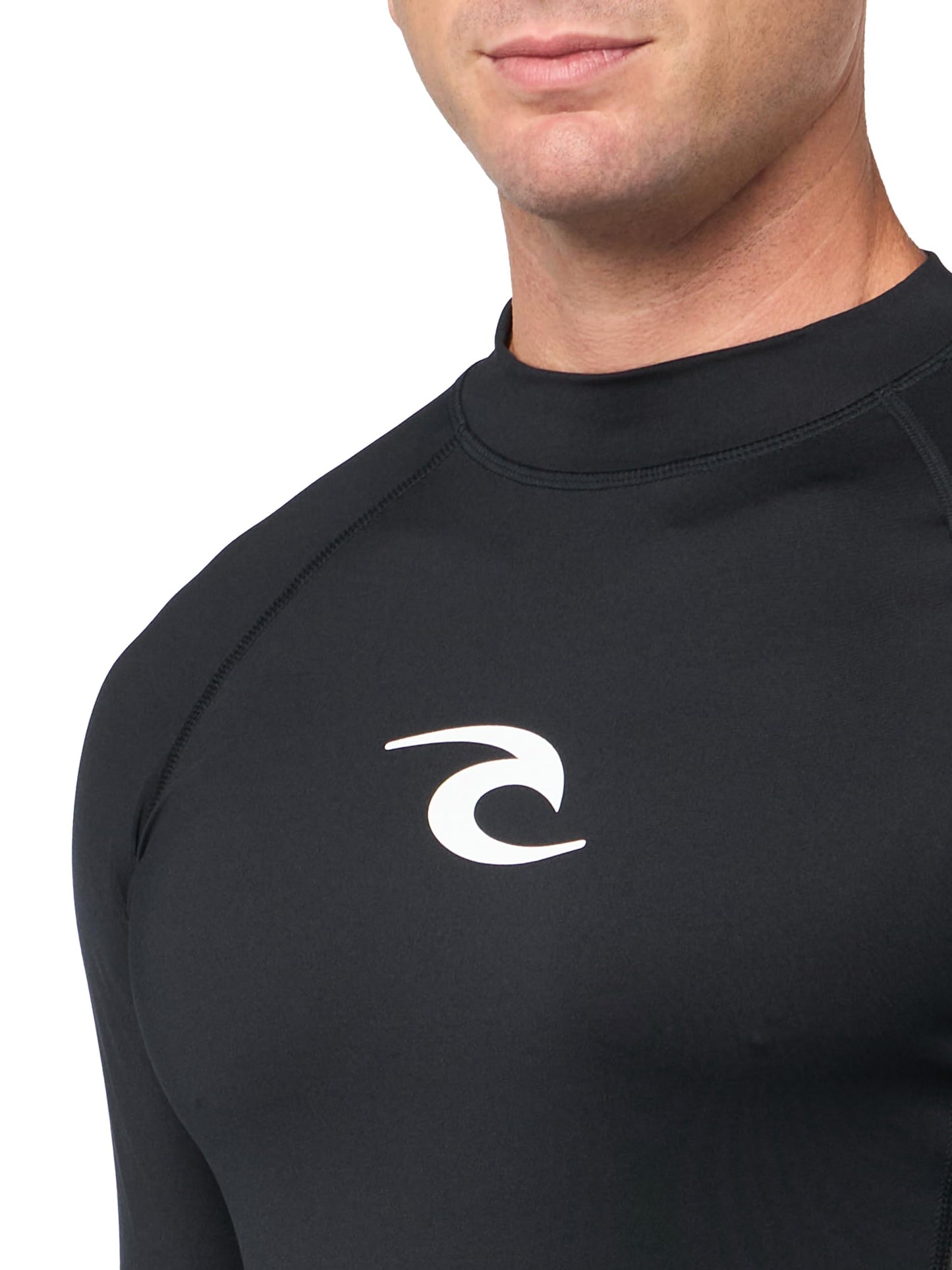Rip Curl Men's Standard Waves UPF 50 Performance Long Sleeve Rashguard, Black Core