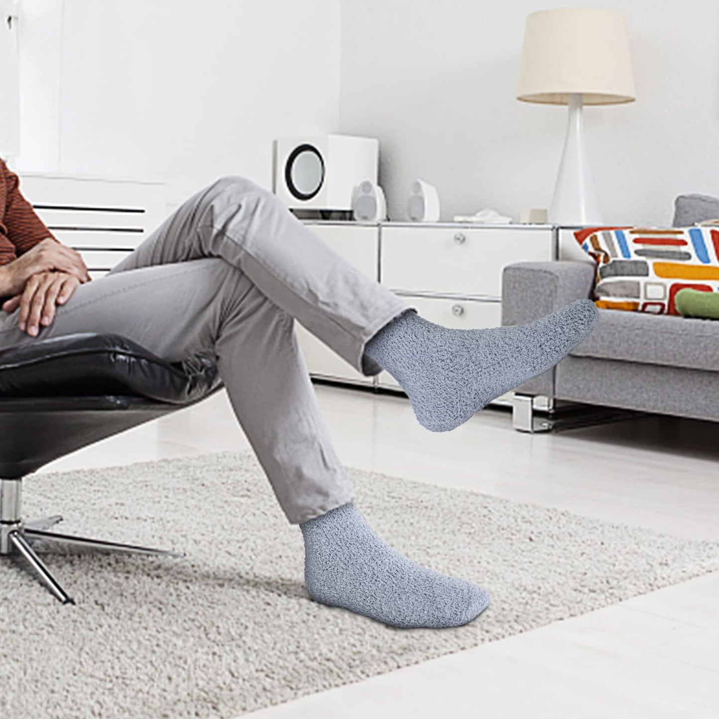 YSense Mens Fuzzy Socks Cozy Slipper Fluffy Socks Winter Warm Thick Soft Cabin Stocking Comfy Sleep Fleece Socks Men
